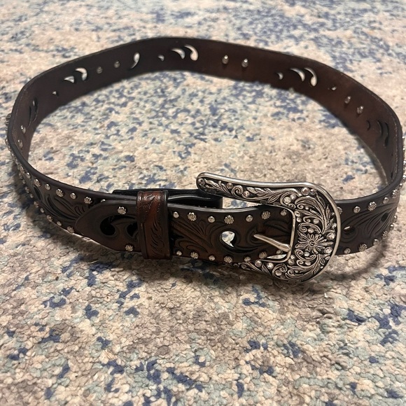 Ariat Accessories - Ariat Brown Genuine Leather Tooled Western Belt Medium